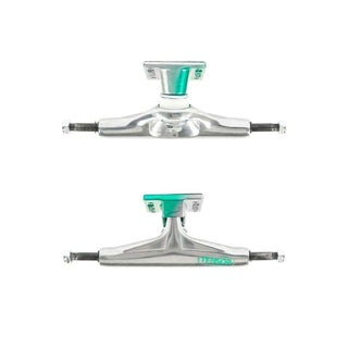 Tensor Trucks Aluminum Stencil Mirror Raw/Green Fade 5.5 (8.25") Pair
