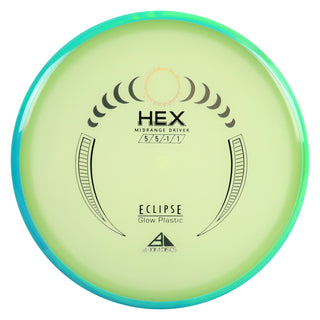 Axiom Disc Golf Eclipse Glow Hex Midrange 5/5/-1/1 Glow/Aqua Green 177 grams