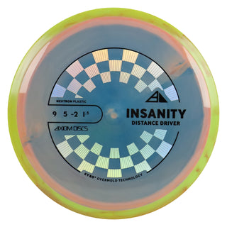 Axiom Discs Project Lab Coat Neutron Insanity Distance Driver 9/5/-2/1.5 Peach Blue/Yellow Red 173 grams
