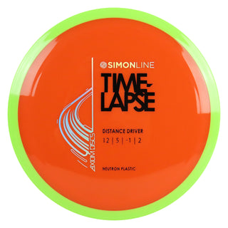 Axiom Disc Golf Neutron Time-Lapse Retooled Distance Driver 12/5/-1/2 Orange/Lime 174 grams