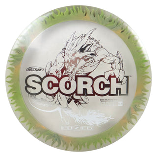 Discraft Disc Golf FuZed Line Scorch with Flame Pattern Distance Driver 11/6/-2/2 Clear with Olive Flame/Silver 170-172g