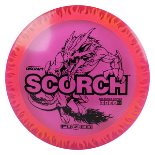 Discraft Disc Golf FuZed Line Scorch with Flame Pattern Distance Driver 11/6/-2/2 Pink with Peach Flame/Black 170-172g
