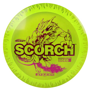 Discraft Disc Golf FuZed Line Scorch with Flame Pattern Distance Driver 11/6/-2/2 DayGlo with White Flame/Magenta 170-172g