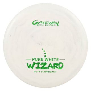 Gateway Disc Golf Pure White Wizard Putting Disc 2/3/0/2 White/Green Shatter 172 grams