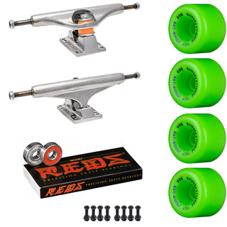 Independent Skateboard Package - 169 (9.12") Trucks, Powell Peralta Rat Bones Green Wheels, Bones Reds