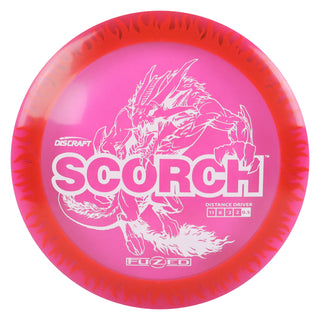 Discraft Disc Golf FuZed Line Scorch with Flame Pattern Distance Driver 11/6/-2/2 Pink with Red Flame/White 170-172g