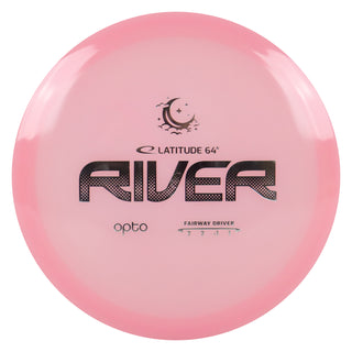 Latitude 64 Disc Golf Opto Moonshine River Fairway Driver 7/7/-1/1 Pink Glow/Silver 175 grams