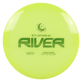 Latitude 64 Disc Golf Opto Moonshine River Fairway Driver 7/7/-1/1 Yellow Glow/Olive 173 grams
