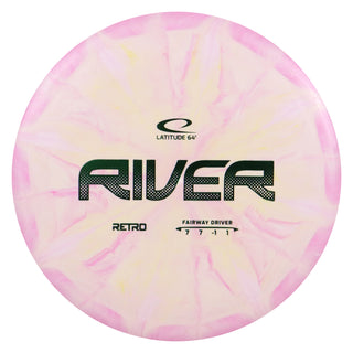 Latitude 64 Disc Golf Retro Burst River Fairway Driver 7/7/-1/1 Pink Yellow/Green 174 grams
