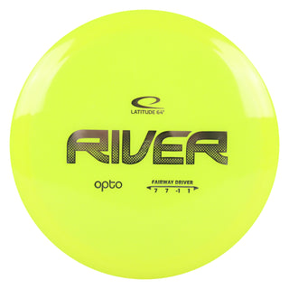 Latitude 64 Disc Golf Opto River Fairway Driver 7/7/-1/1 Yellow/Silver 172 grams