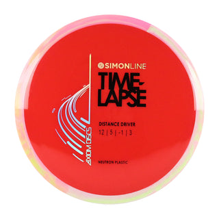 Axiom Disc Golf Simon Lizotte Line Neutron Time Lapse Driver 12/5/-1/3 Red/Lime Pink 174 grams