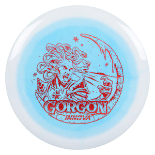 Innova Disc Golf Holiday Halo Star Gorgon w/ Free Luster Snowflake Mini White Light Blue/Red Shimmer 171 grams