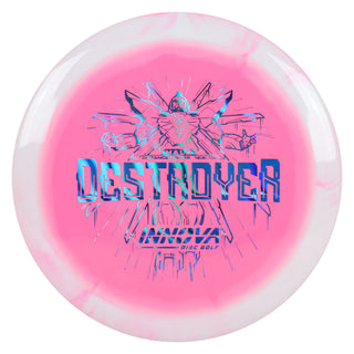 Innova Disc Golf Halo Star Destroyer Distance Driver 12/5/-1/3 White Pink/Blue Waves 173 grams