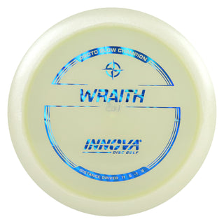 Innova Disc Golf Proto Glow Champion Wraith Distance Driver 11/5/-1/3 Glow/Blue Waves 163 grams