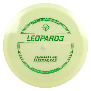 Innova Disc Golf Proto Glow Champion Leopard3 Fairway Driver 7/5/-2/1 Glow/Green Shatter 164 grams