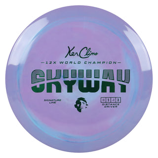 Climo Disc Golf Signature Line Skyway Distance Driver 11/5/-1/3 Purple Blue/Green 167 grams