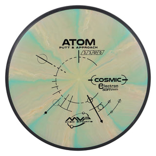 MVP Disc Golf Cosmic Electron Atom Soft Putter 3/3/0/1 Yellow Aqua 175 grams