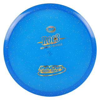 Innova Disc Golf Champion Metal Flake Roc3 Midrange Disc 5/4/0/3 Blue/Gold Cubes 175 grams