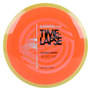 Axiom Disc Golf Simon Line Neutron Time-Lapse Retooled Misprint Distance Driver 12/5/-1/2 Orange/Yellow 174 grams