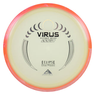 Axiom Disc Golf Eclipse Glow Virus Distance Driver 9/5/-3.5/1 Glow/Peach Red 174 grams