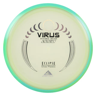 Axiom Disc Golf Eclipse Glow Virus Distance Driver 9/5/-3.5/1 Glow/Aqua Blend 174 grams