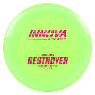 Innova Disc Golf Champion Destroyer Distance Driver 12/5/-1/3 Lime Green/Magenta Shatter 170 grams