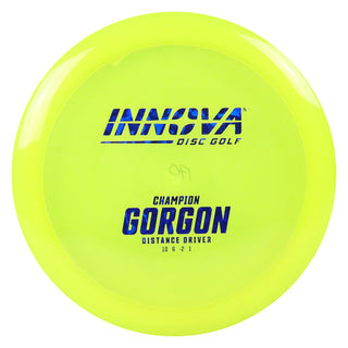 Innova Disc Golf Champion Gorgon Distance Driver 10/6/-2/1 Yellow/Navy Shatter 170 grams