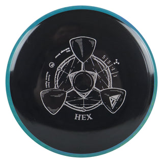 Axiom Disc Golf Neutron Hex Midrange 5/5/-1/1 Black/Dark Aqua 174 grams