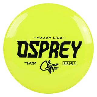 Climo Disc Golf Major Line First Run Osprey Distance Driver 10/6/-3/1 Yellow/Black 171 grams