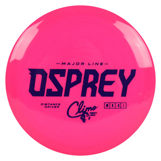 Climo Disc Golf Major Line First Run Osprey Distance Driver 10/6/-3/1 Pink/Navy 173 grams