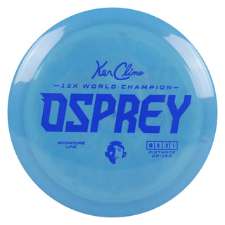 Climo Disc Golf Signature Line Osprey Distance Driver 10/6/-3/1 Blue Shimmer/Blue 173 grams