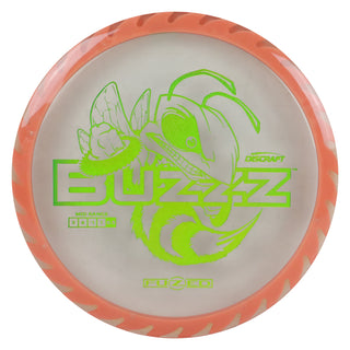 Discraft Disc Golf Fuzed Line Buzzz with Saw Pattern Midrange 5/4/-1/1 Clear with Peach Shimmer Saw/Green Holo 167-169g