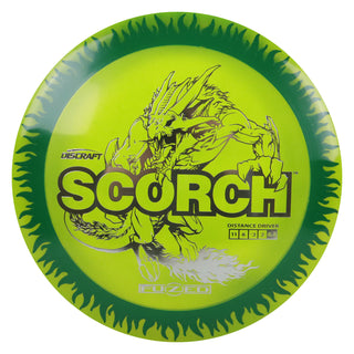 Discraft Disc Golf FuZed Line Scorch with Flame Pattern Distance Driver 11/6/-2/2 Green with Black Flame/Silver 170-172g
