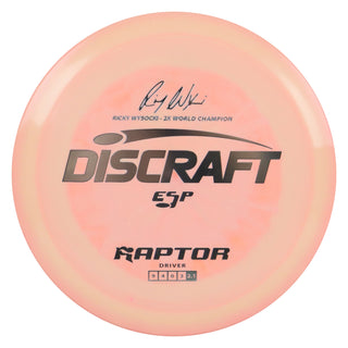 Discraft Disc Golf Ricky Wysocki Signature Series ESP Raptor Driver 9/4/0/3 Peach/Silver 173-174g