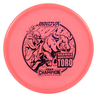 Innova Disc Golf Team Champion Series Rasmus Saukkoriipi Proto Glow Champion Toro 4/2/1/3 Pink Glow/Indigo 173 grams