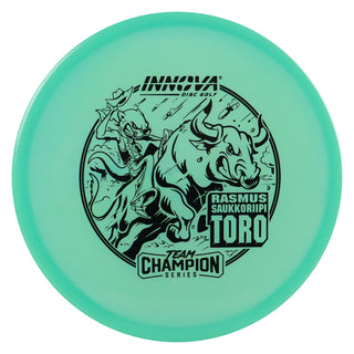 Innova Disc Golf Team Champion Series Rasmus Saukkoriipi Proto Glow Champion Toro 4/2/1/3 Aqua Glow/Black 173 grams