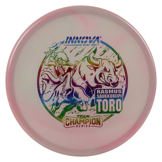 Innova Disc Golf Team Champion Series Rasmus Saukkoriipi Proto Glow Champion Toro 4/2/1/3 Dark Pink Glow/Rainbow 173 grams