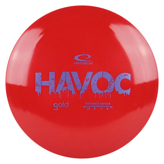 Latitude 64 Disc Golf Gold Havoc Distance Driver 13/5/-1/3 Red/Lavender 175 grams