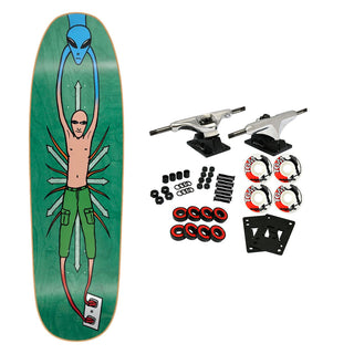 New Deal Skateboard Complete Vallely Alien Screen Print Green 9.18" x 32"