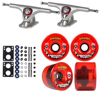 Paris Longboard Trucks, Wheels, Hardware, and Abec 7 Bearings Kit - V2 180 Raw + Bigfoot 76mm 80A Red