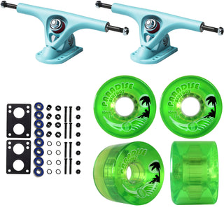 Paris Longboard Trucks, Wheels, Hardware, and Abec 7 Bearings Kit - V2 180 Blue + Bigfoot 65mm 78A Green