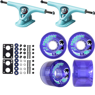 Paris Longboard Trucks, Wheels, Hardware, and Abec 7 Bearings Kit - V2 180 Blue + Bigfoot 65mm 78A Purple