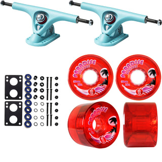 Paris Longboard Trucks, Wheels, Hardware, and Abec 7 Bearings Kit - V2 180 Blue + Bigfoot 65mm 78A Red