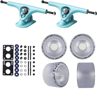 Paris Longboard Trucks, Wheels, Hardware, and Abec 7 Bearings Kit - V2 180 Blue + Bigfoot 70mm 80A Clear