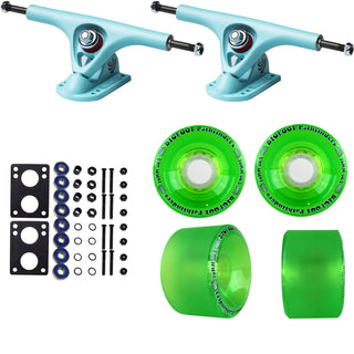 Paris Longboard Trucks, Wheels, Hardware, and Abec 7 Bearings Kit - V2 180 Blue + Bigfoot 70mm 80A Green