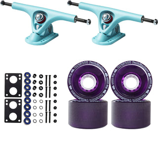 Paris Longboard Trucks, Wheels, Hardware, and Abec 7 Bearings Kit - V2 180 Blue + Bigfoot 70mm 80A Purple