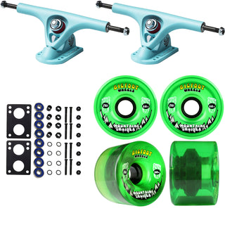 Paris Longboard Trucks, Wheels, Hardware, and Abec 7 Bearings Kit - V2 180 Blue + Bigfoot 76mm 80A Green