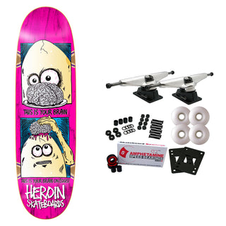 Heroin Skateboard Complete Brain On Eggs 9.5" x 32" Assorted Colors