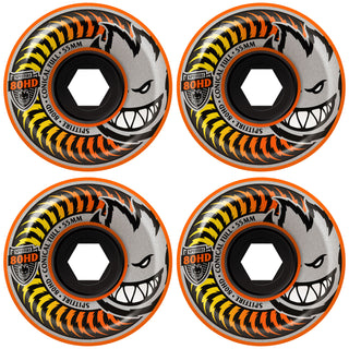 Spitfire Skateboard Wheels 80HD Conical Full 55mm Orange with Bronson Pro G3 Bearings