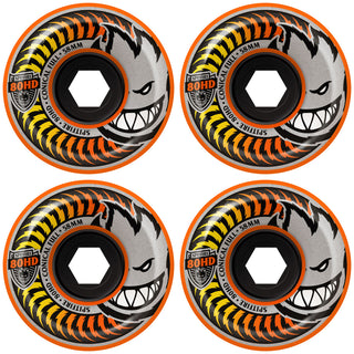 Spitfire Skateboard Wheels 80HD Conical Full 58mm Orange with Bronson Pro G3 Bearings